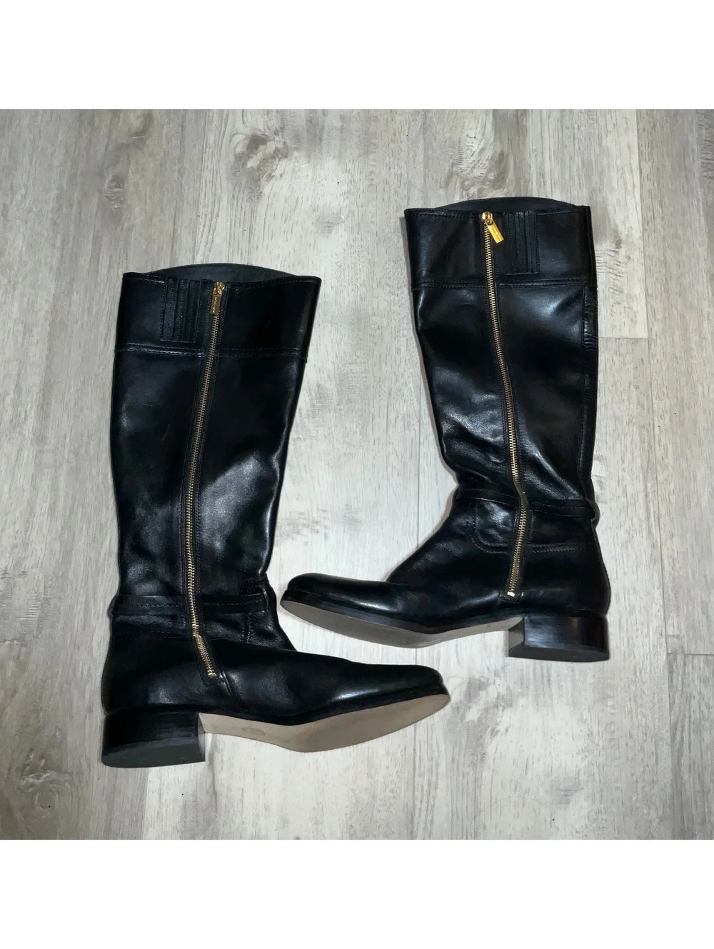 Michael Kors Black Leather Knee-High Riding Boots Size 10M